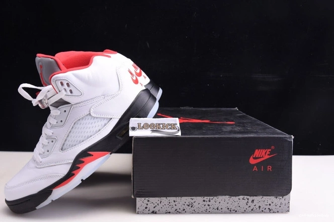 5 Tongue Fire DA1911-102 Retro Air Jordan (2020) Red Silver 0712